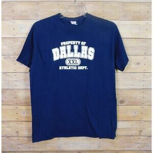 Property Of Dallas Women T-Shirt Large Blue White Short Sleeve Gildan